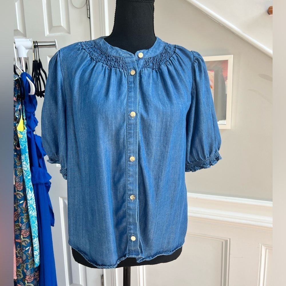 DRAPER JAMES - ELBOW SLEEVE BUTTON FRONT TOP - SIZE S